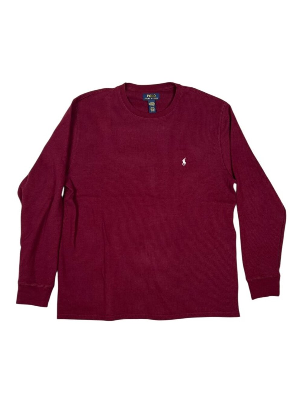 Polo Ralph Lauren Sleep Shirt Red Size XL Waffle Knit 100% Cotton Long Sleeve